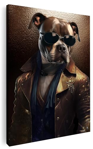 Artmazing | Pitbull Bild Hochformat Classy | Moderne Leinwand XXL | S-Art Wandbild Deko | Pitbullbilder