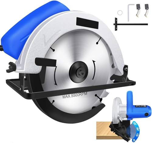 JAOSY Power Tools Multi-Material Corded Circular Saw, 2000 W, 240 V, Adjustable Cutting Depth 0-55mm and Bevel Angle (0-45 °) GB for Wood Metel Cutting