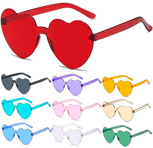 Bogoro 12 Paar Herz Sonnenbrille, Herz Sonnenbrille Partybrille, Sonnenbrille herzform Set, Lustige Sonnenbrille, Partybrille Herz Sonnenbrille, Retro Hippie Sonnenbrille Herz, Lustige Partybrillen
