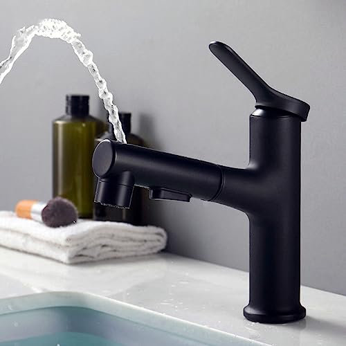 Einhebel Waschtischarmatur 3 Betriebsarten Wasserhahn Bad Ausziehbar Für Unterbauwaschbecken,Schwarz