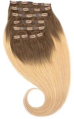 GLOBAL EXTEND® Clip-in-Extensions nahtlos I 100% Echthaar I Angenehmes Tragen | Einfaches Befestigen I Dichte und Volumen I Große Farbauswahl I Komplettes Set (60 cm, 06/20 root)