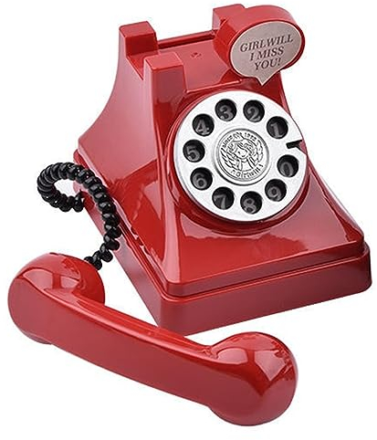 JISADER Kindertelefon Festnetz Geldsparbox, Vintage Telefon Festnetz Kinder, Baby Spielzeug Telefon Multifunktionale Cartoon Simulierte Festnetz Telefon Money Saving Jar für Kinderzimmer, Rot