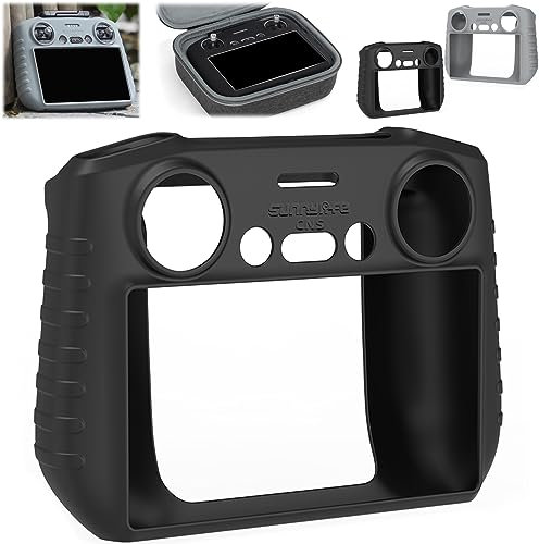 Honbobo Schutzhülle kompatibel mit DJI Mini 4 Pro/DJI Air 3S/DJI Air 3 Fernsteuerung Silikonhülle kompatibel mit DJI RC 2 (Black)