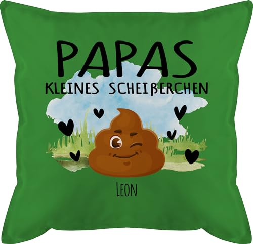 Kissen 50x50 - zum Vatertag - Papas kleines Scheißerchen I Kackhaufen Stinker - 50 x 50 cm - Grün - vater geschenke fatertagsgeschenke kleine füllung vatertagsgeschenk daddy papakissen papa papi