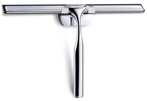 nanologi Duschabzieher Edelstahl, Fensterabzieher Duschwischer mit Gummilippe, 25cm Duschwischer mit Wandaufhänger für Badezimmer, Küche, Fenster und Auto Glas Reinigung - Silber