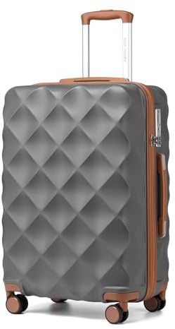 British Traveller Hartschalenkoffer Groß Handgepäck Koffer 74.5 * 49 * 30.5cm Reisekoffer Groß Koffer Trolleys ABS+PC mit TSA-Schloss Rollkoffer Suitcase Grau