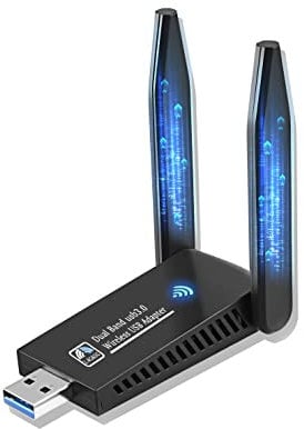 1300Mbps USB WiFi Dongle With Double Antenna, Dual Band 5GHz/2.4GHz High Gain Adapter for PC, Support Windows 11/10/8/7/Vista/XP