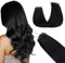 GOO GOO Microring Extensions Echthaar, Haarverlängerungen mit Micro Loop, 40cm 50g 1g/Strand Extensions Echthaar Microring, Cold Fusion Micro Bead, 1 Tief Schwarz
