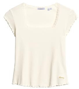 Superdry Damen Essential T-Shirt mit eckigem Ausschnitt Wollweiß 10-12