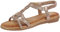 Shoes By Emma Ladies Diamante T-bar Slingback Flat Sandals - Santorini- Rose Gold - UK 5