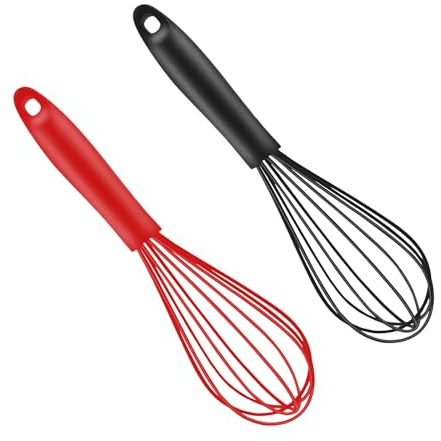 Lot de 2 mixeurs de cuisine, en silicone, 27 cm, petit mélangeur à ballon, batteur à lait, mélangeur, ustensiles de cuisine et accessoires de cuisson pour mélanger, battre, mousser et remuer