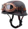 Vintage Leder Deutschen Stil Jethelm Motorradhelm,Brain-Cap Halbschalenhelm Roller-Helm Mit ECE-Zulassung Cruiser Chopper Scooter Helm Mit Goggles Offener Helm Halbhelme 7,M:57-58CM