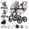 Gcarebb Poussette 3 en 1, Poussettes Citadines Avec Siège Auto, Poussette Canne Poignée Réglable en Hauteur, Poussettes Combinée Paysage Haut Cadre en Aluminium Convient Pour 0-4 Ans