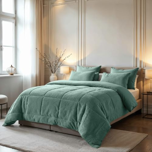 Zelesta Teddybed Ganzjahresdecke mit integriertem Teddybezug - Hypoallergen, leichte 300 g/m² Hohlfaserfüllung - maschinenwaschbar & trocknergeeignet - kein Bettbezug erforderlich