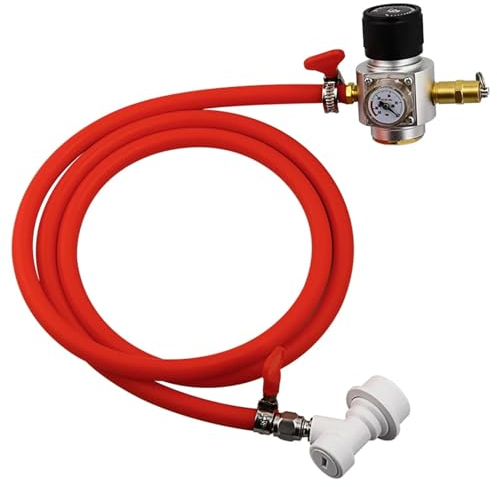 GeRnie Ensemble de conduite de gaz en PVC de 5/16 pouces, mini régulateur de gaz CO2 for bouteille de soda 0-90 PSI avec soupape de décharge T21 * 4-distribution de bière pression maison
