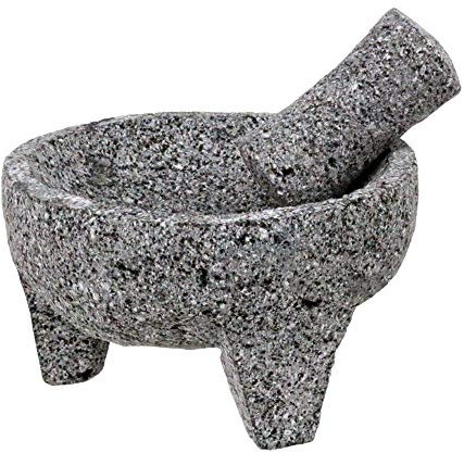 Molcajete Authentic Mexican Basalt Lava Stone Mortar and Pestle Guacamole Mortar 5 Tall x 8 Wide of Set