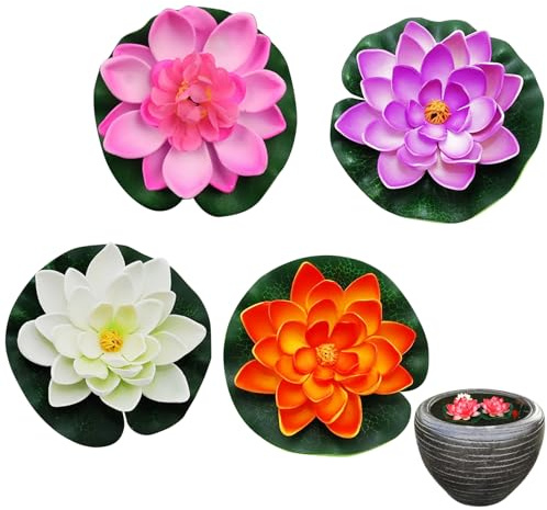 Jorzer konstgjord lotus vattenlilja skum lotus blomma dekor vattenlilja damm dekor för uteplats trädgård pool damm dekor 4 st