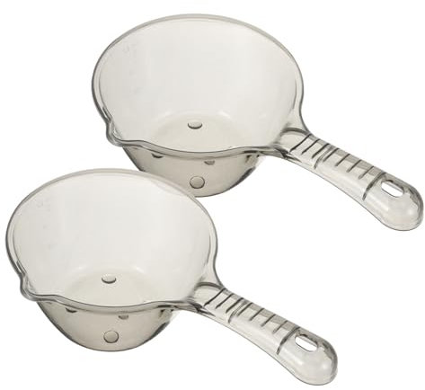 OKUMEYR 2 Pièces Louche à Eau Plastique Avec Long Manche Et Bec Verseur Louche Pour Bain Et Cuisine Accessoire Pratique Pour Salle De Bain Lot De Gris