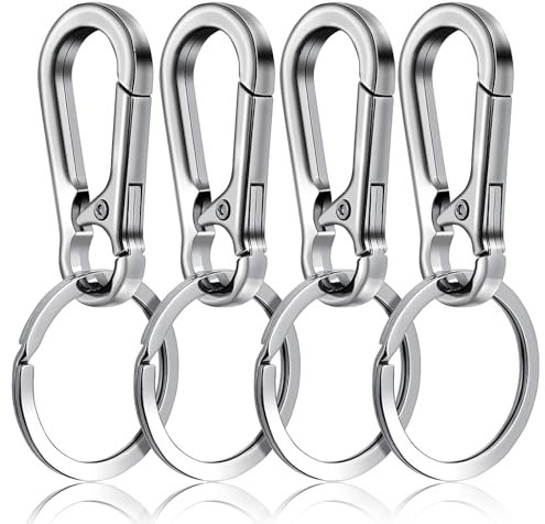 4 Stück Hundemarken Clip, Edelstahl Haustier ID Clip Silber Hundemarke mit Karabiner Haustiermarken Clip für Hund und Katze Halsbänder Geschirre