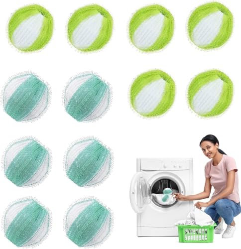 12 PCS Pet Hair Remover Washing Machine – Reusable Pet Hair Dissolver Washing – Durable Cleaning Balls for Clothes & Bedding