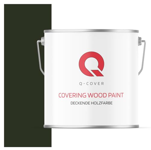 Q-COVER DECKENDE HOLZFARBE 5L HALBMATT Flaschengrün RAL 6007 RAL DECKFARBE HOLZLACK DECKLACK WETTERSCHUTZFARBE ALLE HOLZARTE OSB-PLATTEN INNEN AUßEN ca. 80-150 ml / m2
