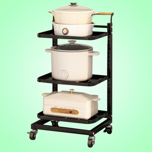 ErZhuiZi Microwave Shelf Stand Wooden Over Microwave Shelf Black Kitchen Cupboard Organiser Plates Microwave Shelf 3 Tier White,Black-3 * 3boards