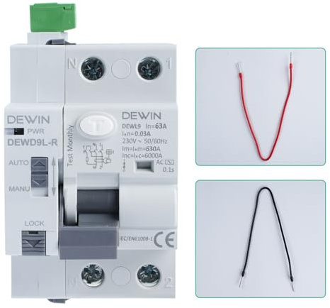 DEWIN Diferencial Auto Rearmable,2P 63A 30MA Diferencial Superinmunizado Rearmable Diferencial Rearme Automatico RCCB Inteligente Interruptor de Protección de Bajo Voltaje