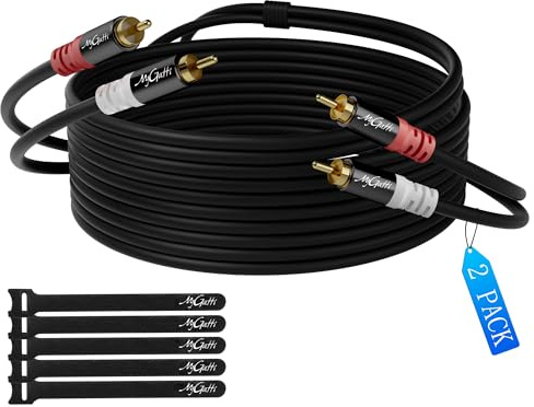 Mygatti Cinch Kabel 1 meter/2er-Pack,2 Cinch Stecker auf 2 Cinch Stecker,Stereo Audio kabel,RCA kabel,OFC,Hi-Fi Sound,doppelt geschirmt,Auto Audio Subwoofer Kabel für Heimkino,Verstärker,Lautsprecher