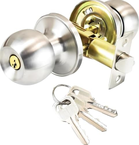 FARDEER Ronde Bouton Serrure Verrouillage Porte,Verrouillage par clés, Taille du loquet 60 / 70mm