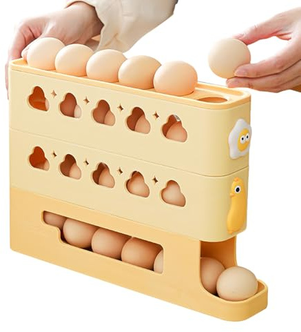 Porte-Oeufs Pour Réfrigérateur - Range-Oeufs Automatique À Rotation Pour Frigo | Plateau Réutilisable 3 Étages, Stockage Alimentaire Cuisine Idéal pour Maman et Famille
