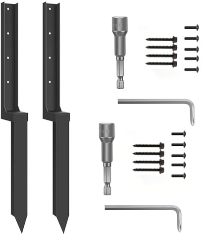 HINAYOSAN Robuste Stahl-Zaunpfostenreparaturpfähle mit Erdankern, Schraubbefestigung, Erdspieße für Zaunpfosten, Reparatur, Erdspieße, Dübel