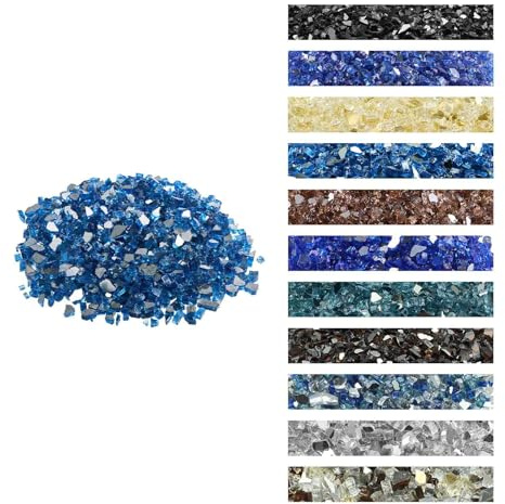 VEVOR Vetro da Fuoco per Braciere 12,7 mm di Spessore 4,5 kg di Pietre per Caminetti Resistenti alle Alte Temperature, Riflettenti e Senza Fumo, Pietre Laviche per Braciere a Gas, Blu Pacifico