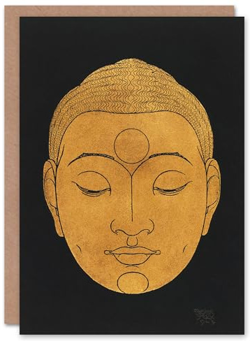 Artery8 Reijer Stolk Art Card Head of Buddha Gold Black Vintage Painting