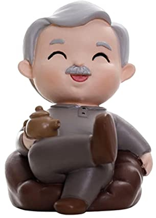 INACMWIH Niedliche Oma Opa Statue Miniaturfigur Desktop Cake Topper Puppe Opa 6,5 x 4,5 cm
