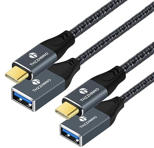 Thzzhnno Câble USB C vers A femelle 3.0 de 0.5M Lot de 2, 10 Gbit/s USBC Mâle vers USB Femelle USBA, Câble USB de Type C vers Type A pour MacBook Pro/Air/Samsung Galaxy Note 8