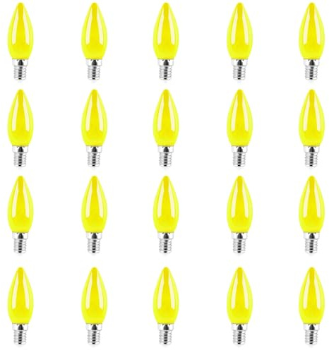Jiotouhu led glühbirne e14, Gelb, 1W entspricht einer 10W Halogenlampe, Kunststoffabdeckung, nicht dimmbar, für Outdoor Indoor String Hochzeitsparty Bar Stimmung Ambiente Dekor, 20 Stück