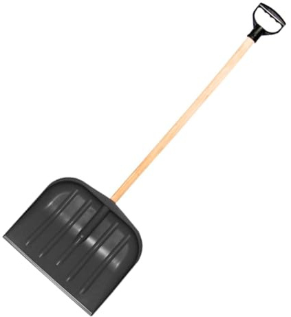 pokm toolsmarket - Schneeschieber mit Metallkante & Holzstiel & Ergo-Griff, Breite 46cm Schneeschaufel verstärktem Kunststoff, Schneeräumer Schneeschippe