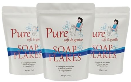 Playlearn Soap Flakes - Uncented Pure Laundry Detergent - 3 Pack - Gentle & Soft