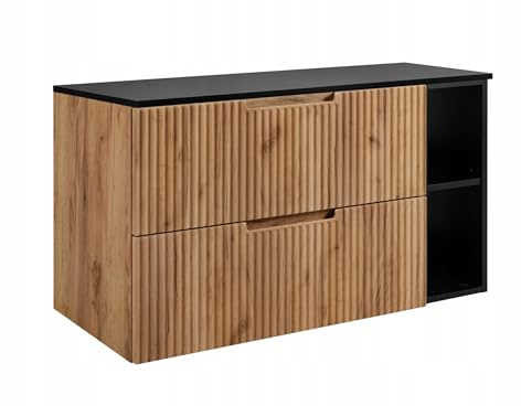 Rodan Moderne Möbel - Schrank Gold Craft Oak, Schwarz - Möbelstück - Bastelregal – Bastelplatte 80 cm + 100 cm