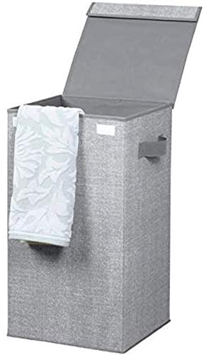 mDesign panier à linge avec couvercle – coffre à linge pliable en plastique pour vêtements– trieur de linge à fond dur parfait pour voyager – gris