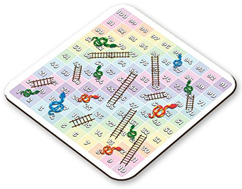 Children's Snakes and Ladders Game Placemat - 28 x 28cm - Wipe Clean, Scratch Proof and Heat Proof