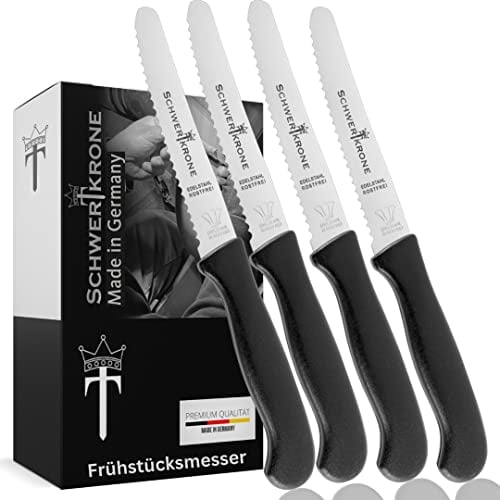 Schwertkrone Couteau Multifonction 21cm – Lame Inoxydable, Dentelure Fine pour Steak, Pain, Légumes, Solingen, Allemagne