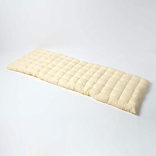 Homescapes Bankauflage 3-Sitzer Creme – Sitzkissen Bank Outdoor/Indoor, Oeko-TEX-Zertifiziert, Sitzauflage waschbar für Gartenbank & Sitzbank, 143 x 48 cm