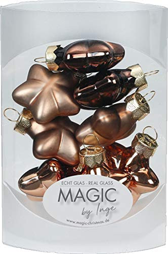 MAGIC 8 Sterne 4cm Glas Weihnachtsschmuck Weihnachtsdeko Christbaumkugeln Weihnachtskugeln Christbaumschmuck Deko Kugeln Farbe: Elegant Lounge (Schokolade braun)