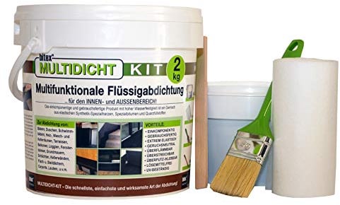 Multidicht Kit 460080 - geprüft und zertifiziert - Flüssigabdichtung, Abdichtung für Bad, Dusche, Schwimmbad, Kellerräumen, Terrasse, Balkon, Fensterbank, u.v.m.