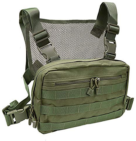 abcGoodefg Taktischer Molle-Radio-Brustgeschirr-Halter, Holster, Weste, Fronttasche, Outdoor-Tasche, Grün (Army Green), Einheitsgröße