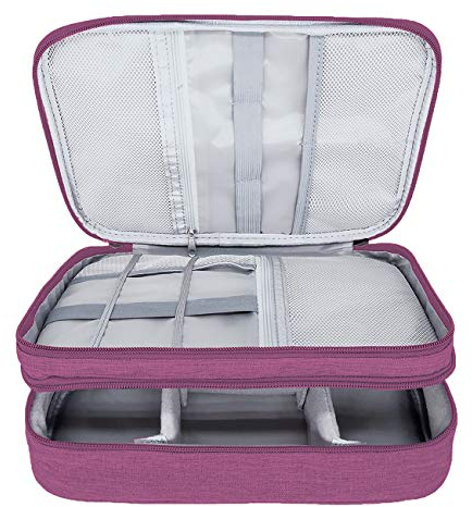 Ruyosn Kabel Organizer Tasche Wasserdicht Kabeltasche Groß Festplattentasche Elektronische Tasche Doppelschicht Elektro Organizer Cable Bag Elektronik Zubehör Organisator Kabel Power Bank lila