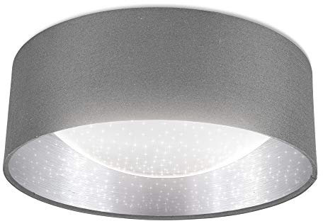B.K.Licht I LED Stoff-Deckenleuchte mit Sternenhimmeleffekt I Grau-Silber I 12W LED-Platine I 1.200lm I 4.000K neutralweiße Lichtfarbe I Stofflampe I Ø32cm, BKL1308