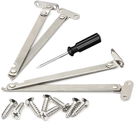 WJMY Klappenhalter Klappenschere Ganzmetall Klappscharnier Klappenbeschlag Vernickelt Klappenscharnier für Möbel Tür Deckelstütze,Scharnier Schranktür (2 Stück)