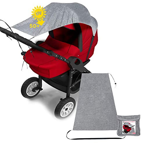 Pare Soleil Poussette Universelle, 1 Ombrelle Poussette, Toile Anti-UV UPF50+, Parasol Réglable pour Nacelle| Sac de rangement inclus (Anthracite)